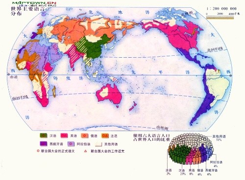 世界语言分布图，求图