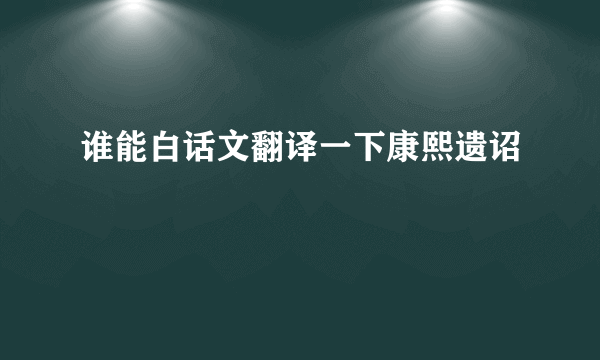 谁能白话文翻译一下康熙遗诏