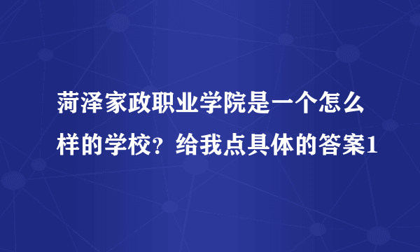 菏泽家政职业学院是一个怎么样的学校？给我点具体的答案1