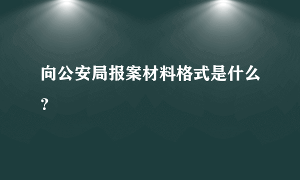 向公安局报案材料格式是什么？