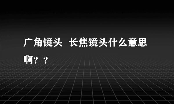 广角镜头  长焦镜头什么意思啊？？