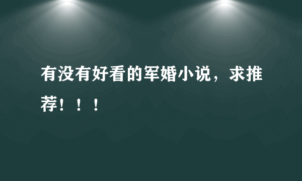 有没有好看的军婚小说，求推荐！！！