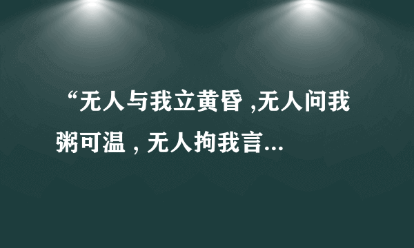 “无人与我立黄昏 ,无人问我粥可温 , 无人拘我言中泪 ,无人愁我独行路.”这段话是什么意思啊