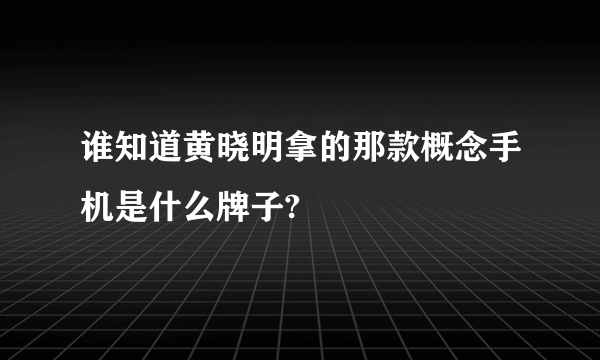 谁知道黄晓明拿的那款概念手机是什么牌子?