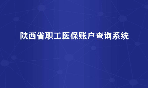 陕西省职工医保账户查询系统