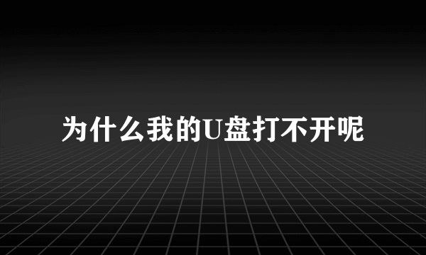 为什么我的U盘打不开呢