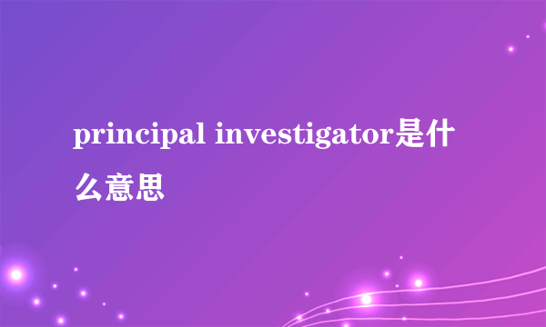 principal investigator是什么意思