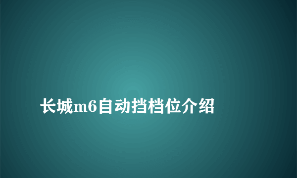 
长城m6自动挡档位介绍

