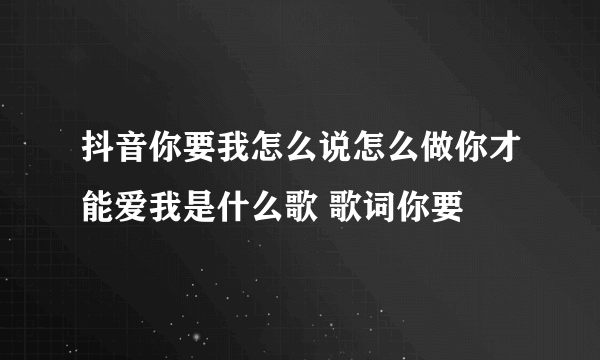 抖音你要我怎么说怎么做你才能爱我是什么歌 歌词你要