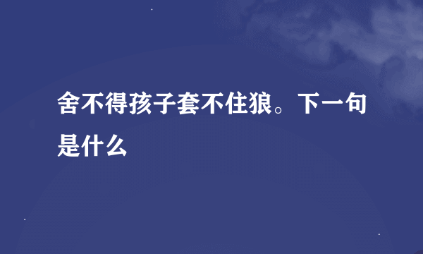 舍不得孩子套不住狼。下一句是什么