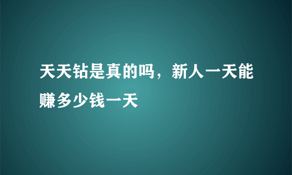 天天钻是真的吗，新人一天能赚多少钱一天