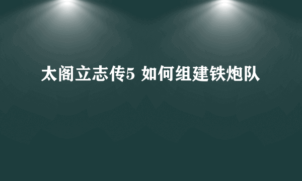 太阁立志传5 如何组建铁炮队