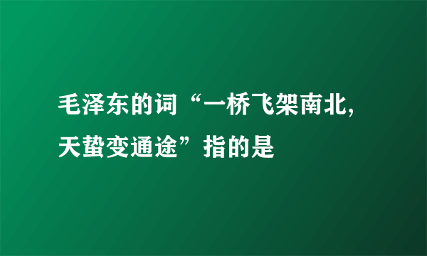 毛泽东的词“一桥飞架南北,天蛰变通途”指的是