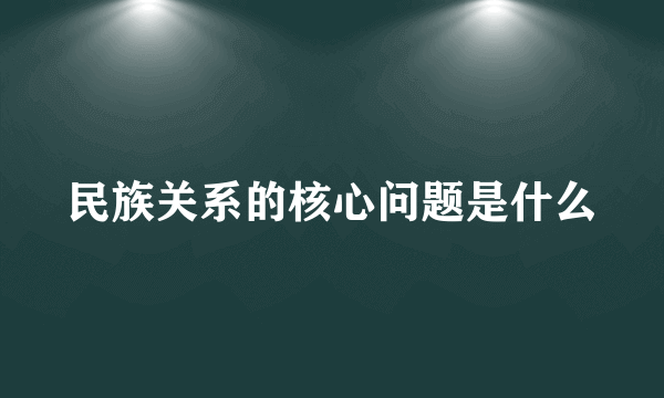 民族关系的核心问题是什么