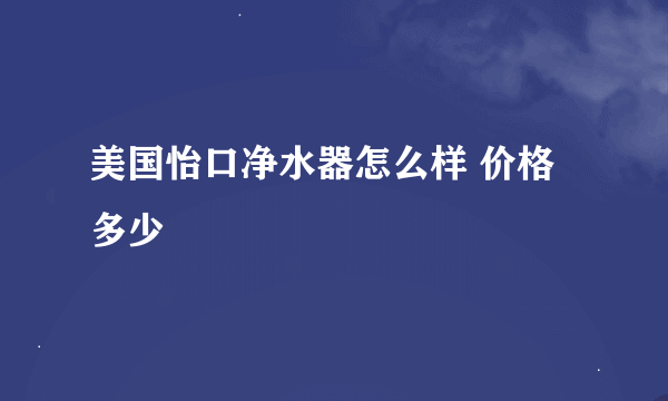 美国怡口净水器怎么样 价格多少