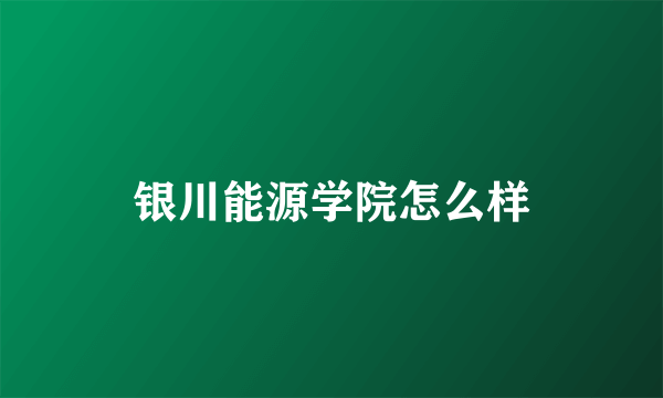 银川能源学院怎么样