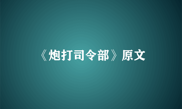 《炮打司令部》原文