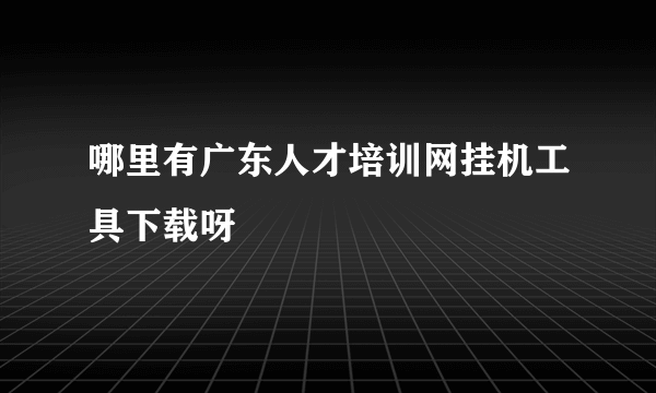 哪里有广东人才培训网挂机工具下载呀