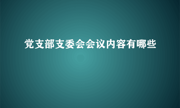 党支部支委会会议内容有哪些