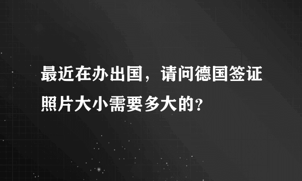 最近在办出国，请问德国签证照片大小需要多大的？