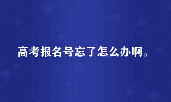 高考报名号忘了怎么办啊。