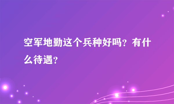 空军地勤这个兵种好吗？有什么待遇？