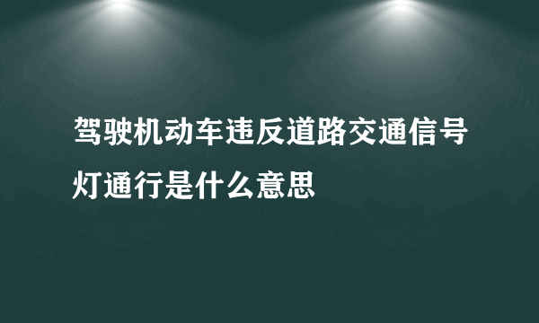 驾驶机动车违反道路交通信号灯通行是什么意思