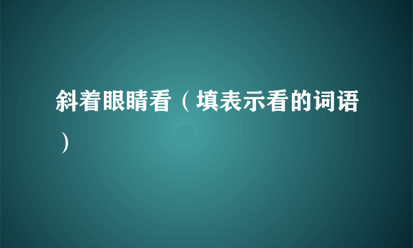 斜着眼睛看（填表示看的词语）