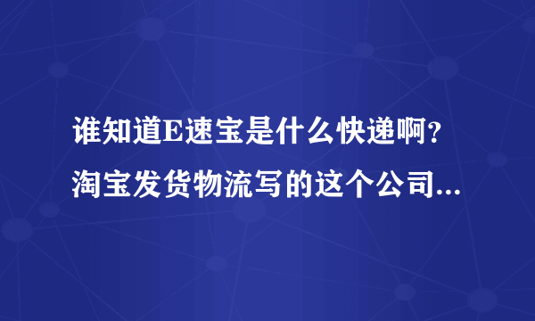 谁知道E速宝是什么快递啊？淘宝发货物流写的这个公司，可是查不到啊……