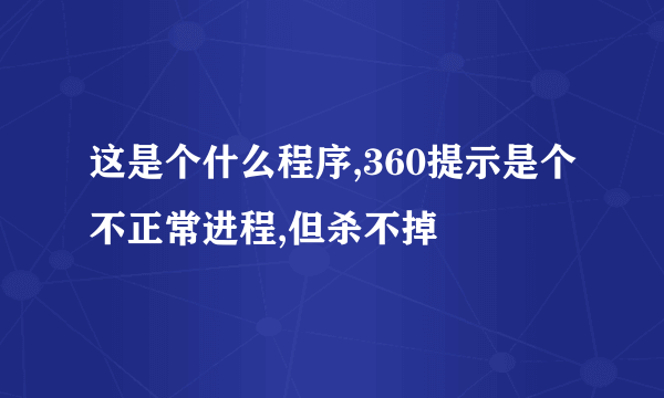 这是个什么程序,360提示是个不正常进程,但杀不掉