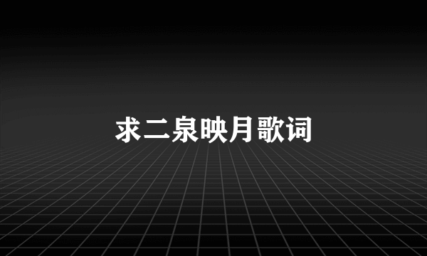 求二泉映月歌词