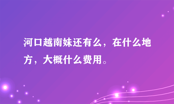 河口越南妹还有么，在什么地方，大概什么费用。