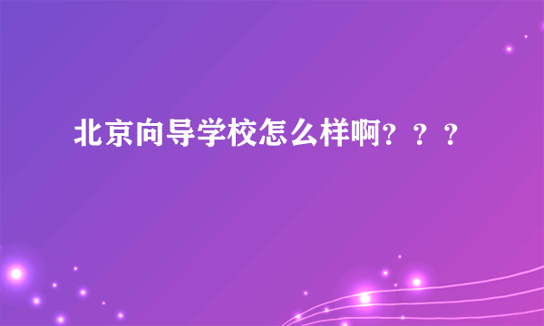 北京向导学校怎么样啊？？？