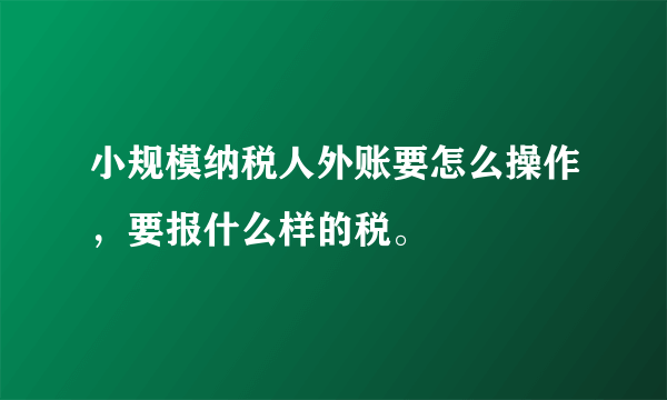 小规模纳税人外账要怎么操作，要报什么样的税。