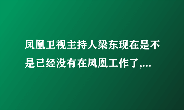 凤凰卫视主持人梁东现在是不是已经没有在凤凰工作了,他现在主要工作是?