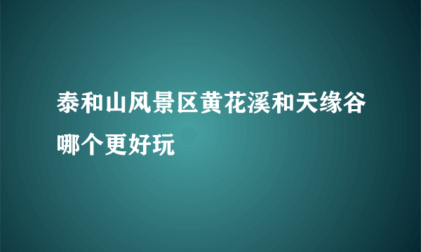 泰和山风景区黄花溪和天缘谷哪个更好玩