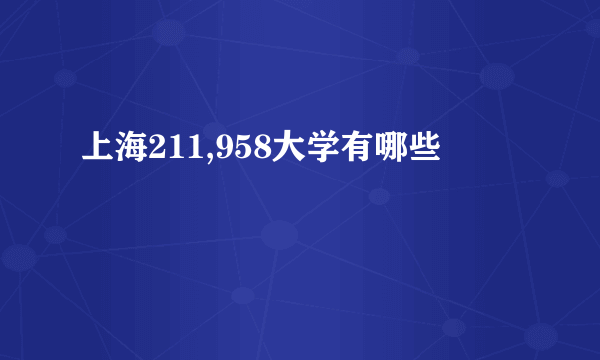 上海211,958大学有哪些