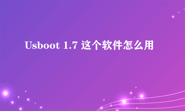 Usboot 1.7 这个软件怎么用