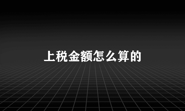 上税金额怎么算的