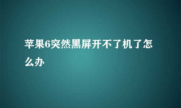 苹果6突然黑屏开不了机了怎么办