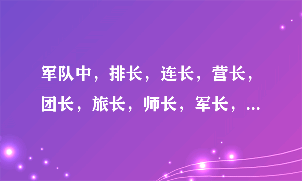 军队中，排长，连长，营长，团长，旅长，师长，军长，司令。的肩章是怎样的？有图说明更好。