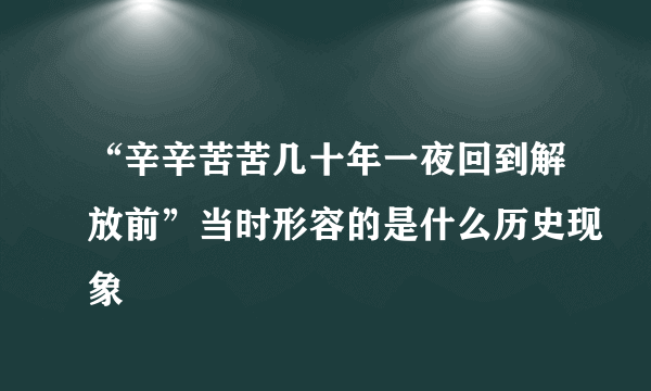 “辛辛苦苦几十年一夜回到解放前”当时形容的是什么历史现象