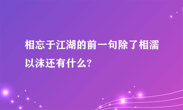 相忘于江湖的前一句除了相濡以沫还有什么?