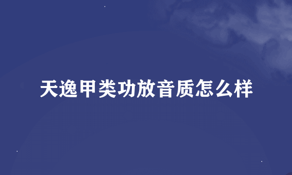 天逸甲类功放音质怎么样