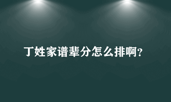 丁姓家谱辈分怎么排啊？