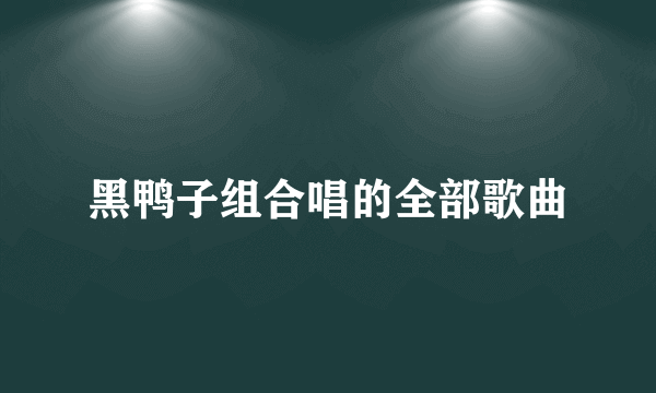 黑鸭子组合唱的全部歌曲