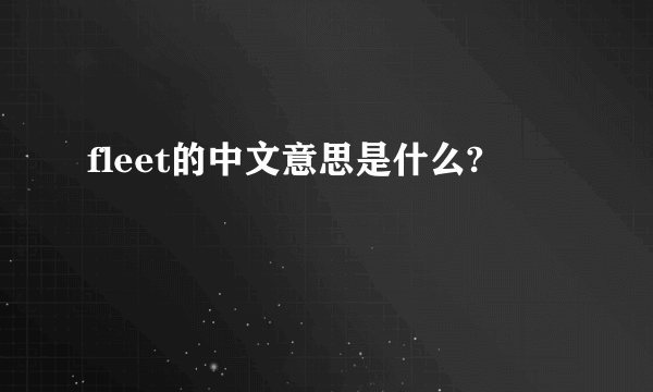 fleet的中文意思是什么?