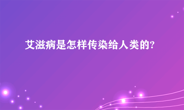 艾滋病是怎样传染给人类的?