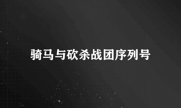 骑马与砍杀战团序列号