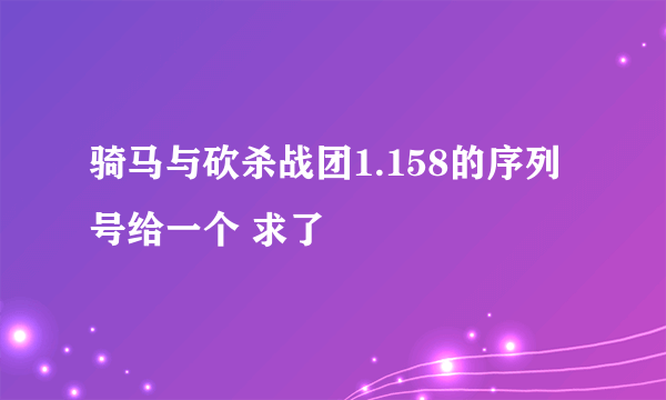 骑马与砍杀战团1.158的序列号给一个 求了